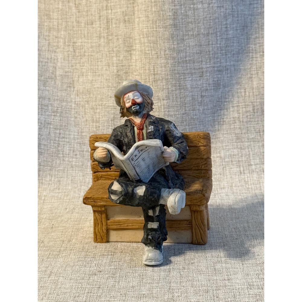 Emmett Kelly Jr. "Big Business" Miniature Figurine by Flambro Clown Reading News